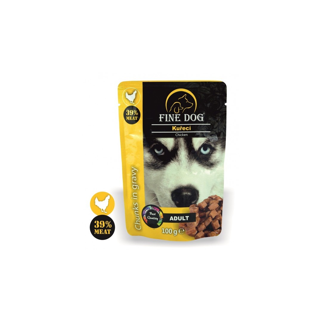 10884_fine-dog-kapsicka-adult-kureci-v-omacce Kapsička Fine dog hydina v omáčke 100g – Obrázok 1