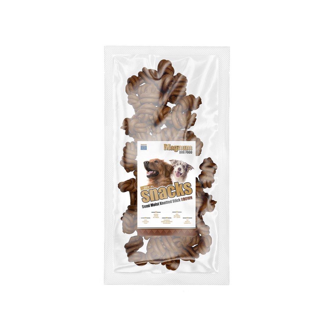 1185-2_16216-magnum-semi-moist-knotted-stick-brown Magnum jerky uzlík 12,5cm 25ks – Obrázok 1