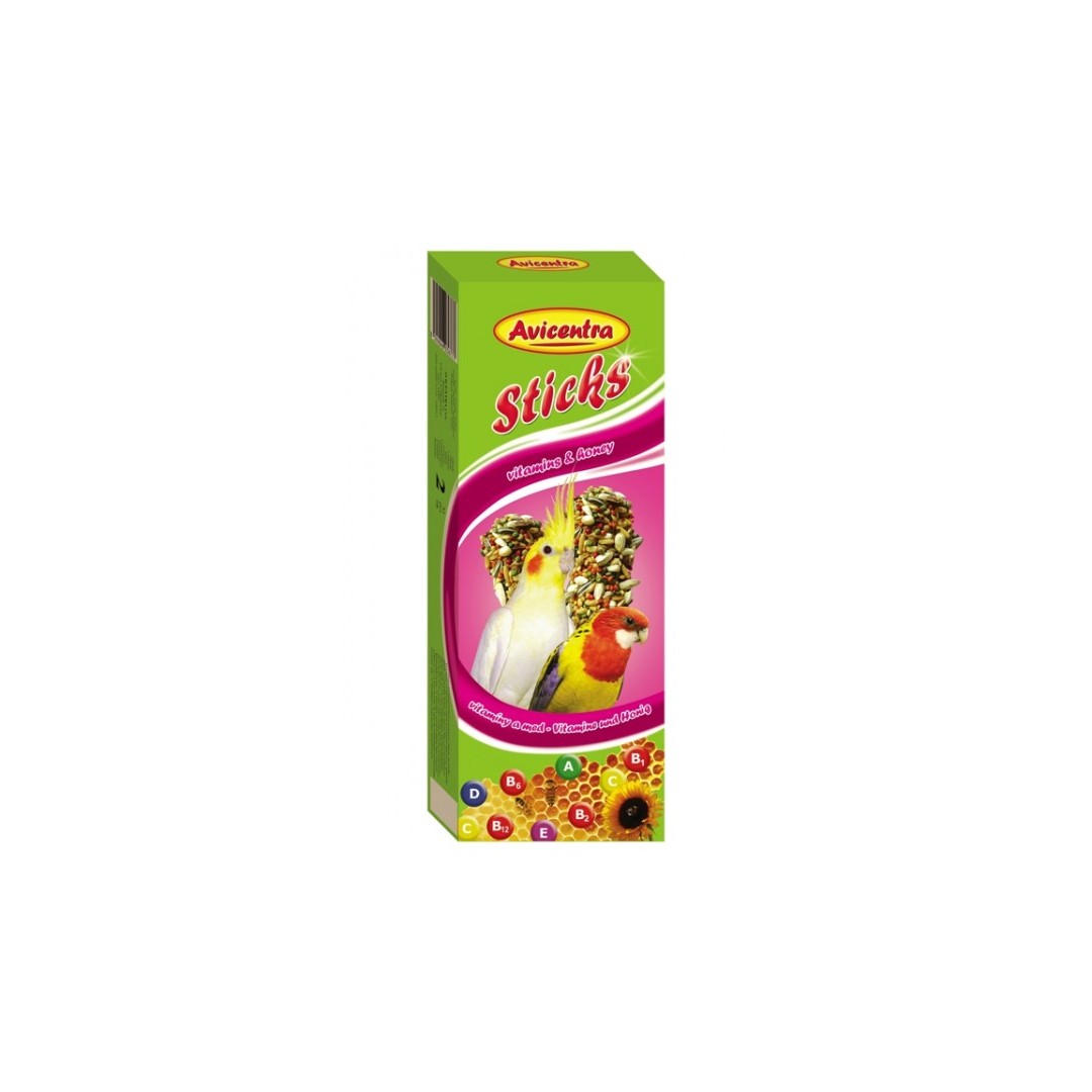 1617_avicentra-tycinky-maly-papousek-vitaminy-med-2ks Avicentra tyčinky pre papagáje ovocie + orechy 2 ks – Obrázok 1
