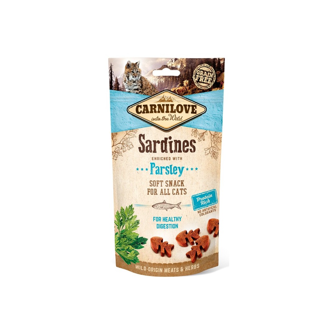 5274_carnilove-cat-semi-moist-snack-sardine-parsley-50g Carnilove Cat Semi Moist Snack Sardine & Parsley 50g – Obrázok 1