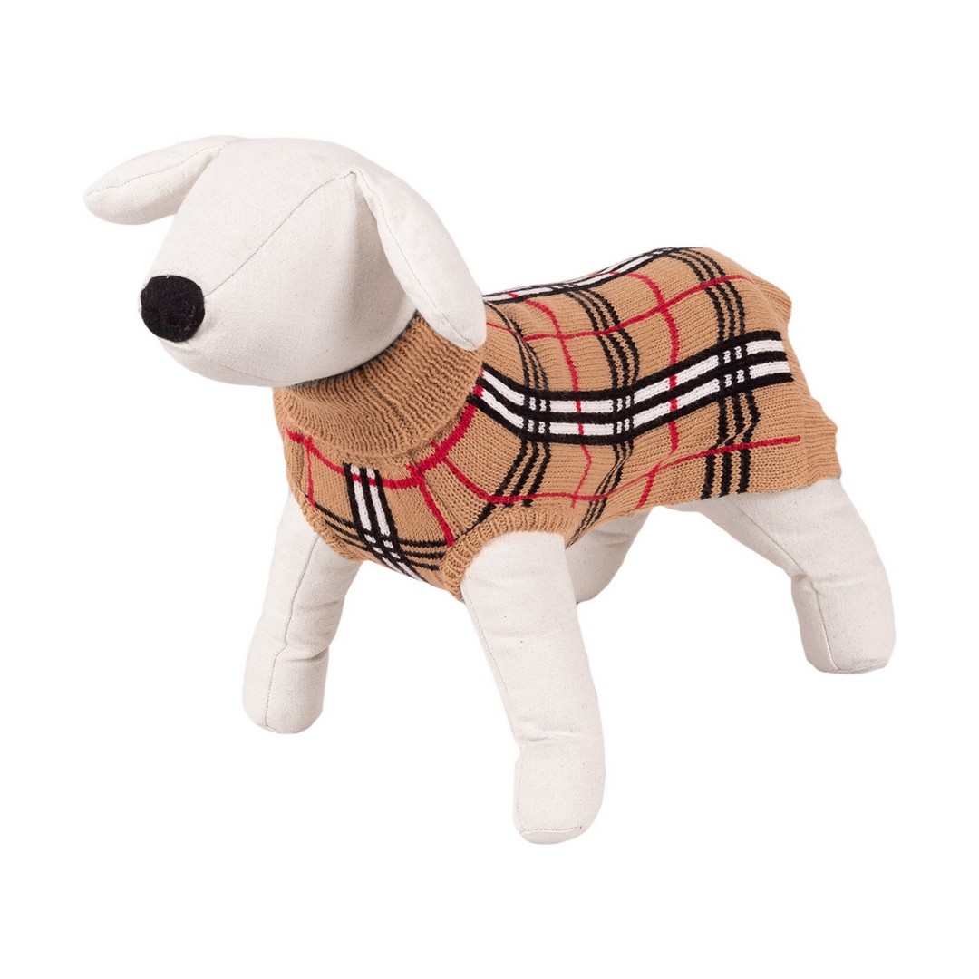 dog-sweater-happet-360m-beige-checkered-m-30cm Dog Sweater - Happet 360M - Beige / Checkered M - 30cm – Obrázok 1