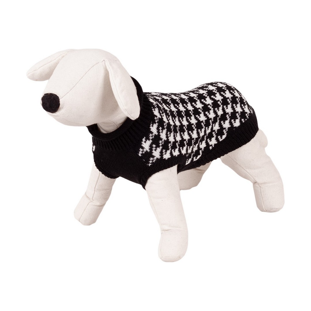 dog-sweater-happet-380s-black-amp-white-houndstooth-s-25cm Dog Sweater - Happet 380S - Black & White Houndstooth S - 25cm – Obrázok 1