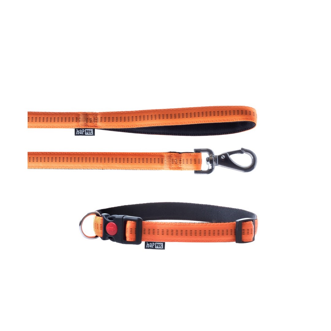 nylon-m-leash-amp-collar-set-soft-style-orange-happet-jp42 Obojok s vodítkom Soft style oranžový M – Obrázok 1
