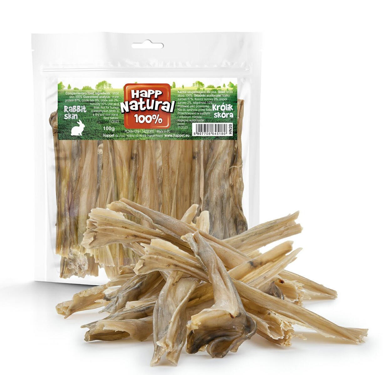 Sušená králičia koža 100g Sušená králičia koža 100 g – Obrázok 1