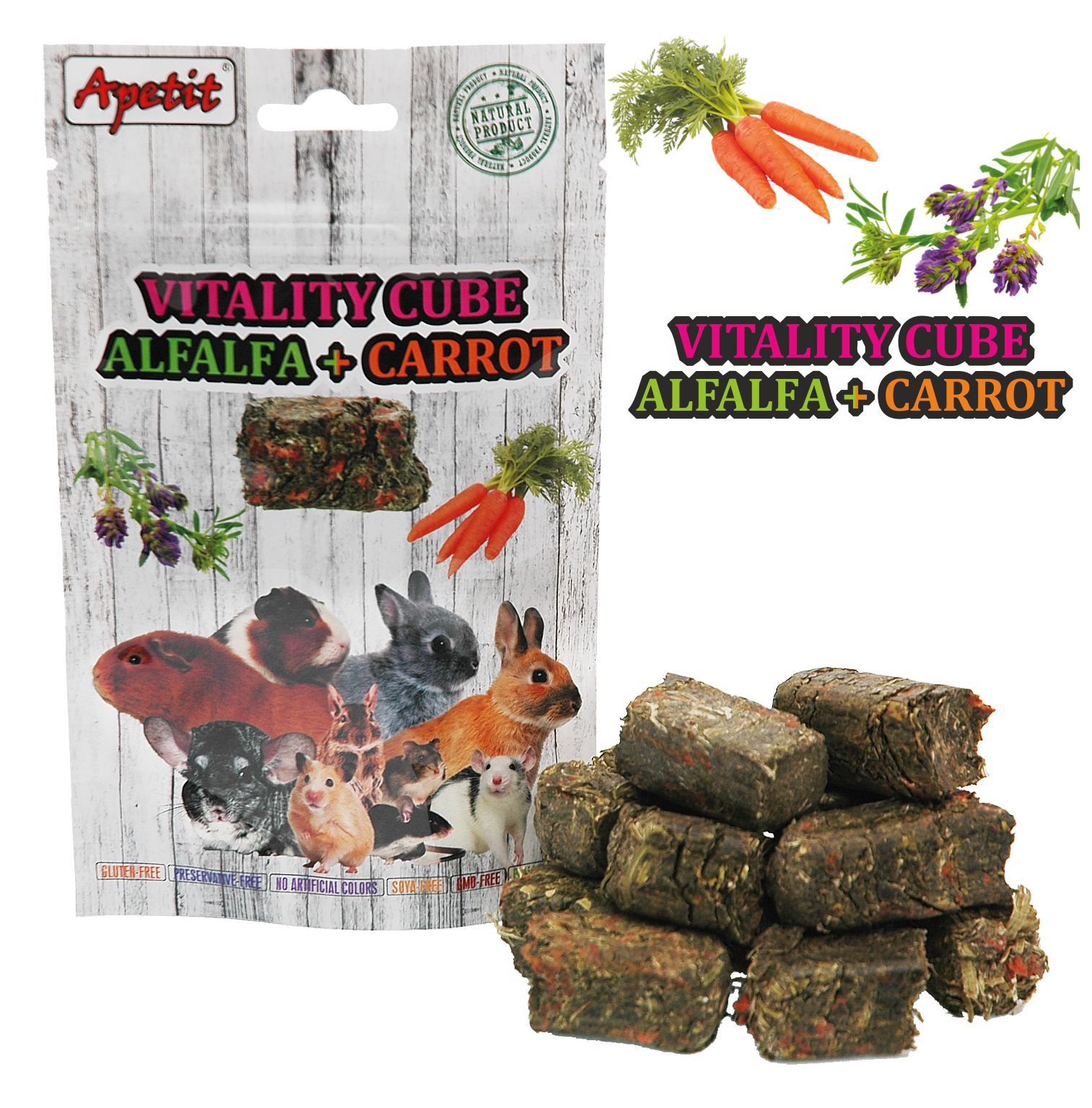 Vitality Cube s lucernou a mrkvou Vitality Cube s lucernou a mrkvou 150 g – Obrázok 1